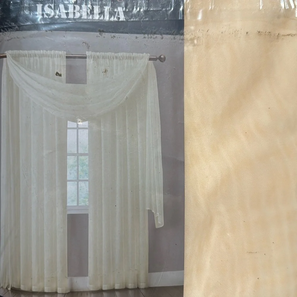 Isabella Beige sheer 2 window panels